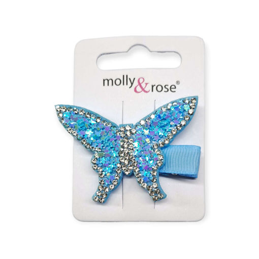 Picture of MOLLY&ROSE BUTTERFLY CLIP GLITTER&GEM CLIP BLUE